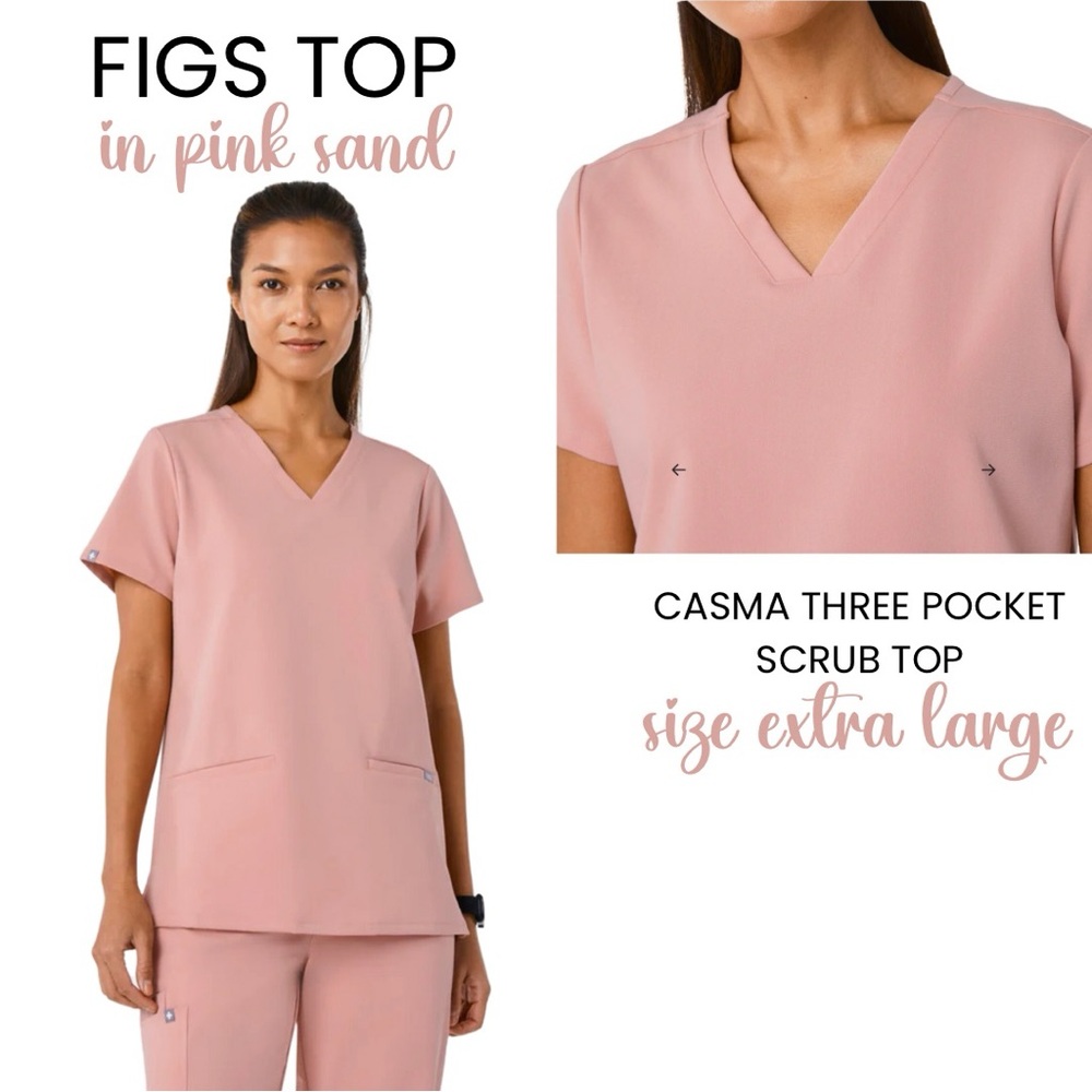 FIGS Women’s Pink Sand Casma Scrub Top NWT Size XL Extra Large